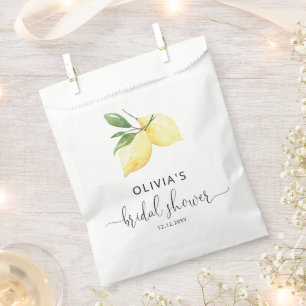Watercolor Lemon Bridal Shower Favor Bags