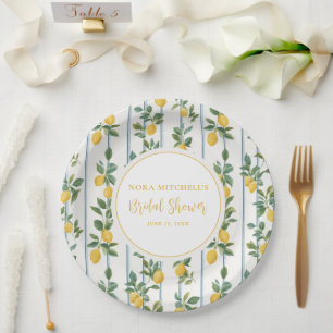 Watercolor Lemon Bridal Shower Italian Vintage Paper Plate