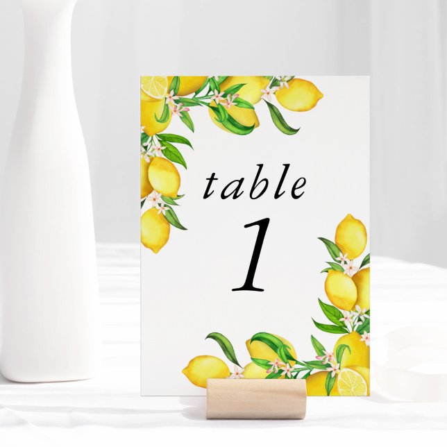 Watercolor Lemon Bridal Shower Table Number (Creator Uploaded)