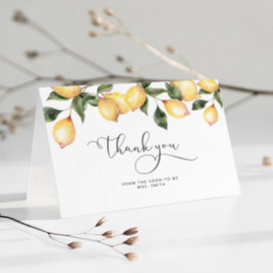 Watercolor lemon bridal shower thank you card