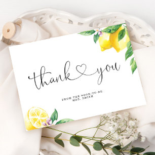 Watercolor lemon bridal shower  thank you card