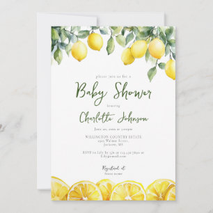 Watercolor Lemon Citrus All In One Baby Shower Invitation