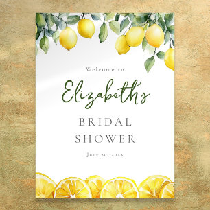 Watercolor Lemon Citrus Bridal Shower Welcome Sign