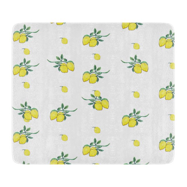 Watercolor Lemon Citrus Cutting Board (Front)