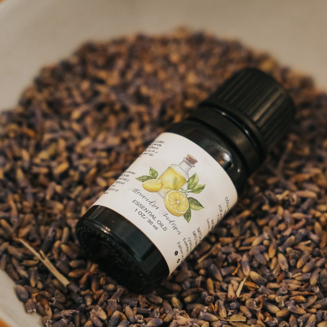 Watercolor Lemon Citrus Essential Oils Bottle Label (Watercolor Lemon Citrus Essential Oils Bottle Label)