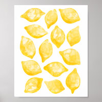 Watercolor Lemon Citrus Fruit Pattern