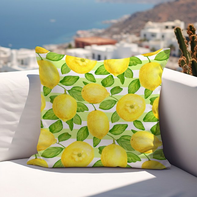 Watercolor Lemon Citrus Fruit Summer Cushion (Creator Uploaded)