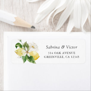 Watercolor Lemon Citrus Greenery Return Address Label