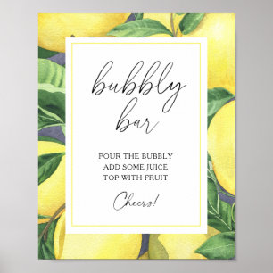 Watercolor lemon citrus modern - bubbly bar poster