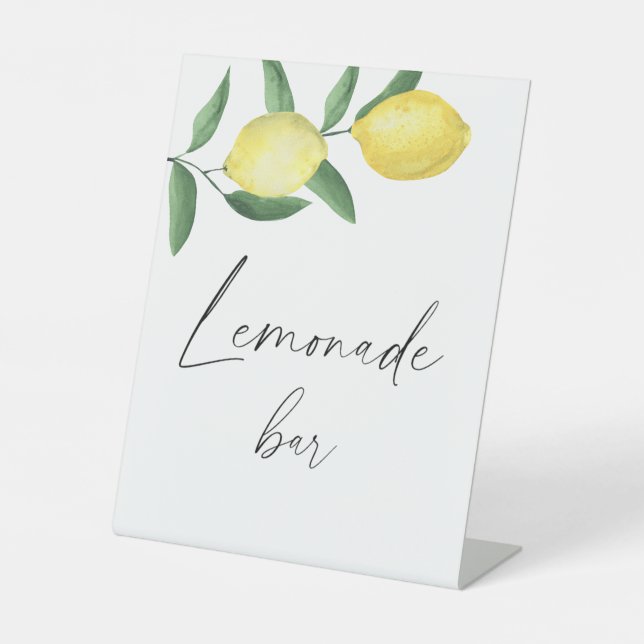 Watercolor lemon citrus modern - lemonade bar pedestal sign (Front)