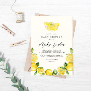 Watercolor Lemon Citrus Summer Baby Shower Invitation