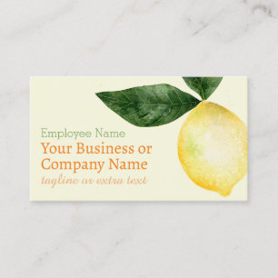 Watercolor Lemon Citrus Yellow Business Card