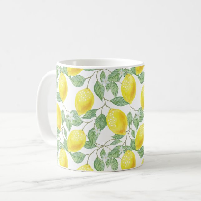 Watercolor Lemon Coffee Mug (Front Left)
