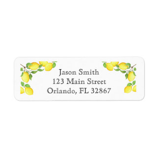 Watercolor Lemon Custom Return Address Label
