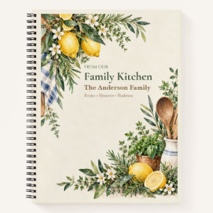 Watercolor Lemon Family Recipe Notebook