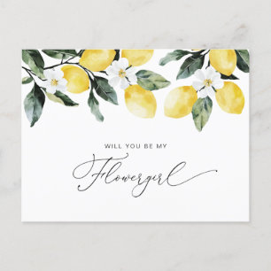 watercolor lemon floral flowergirl card