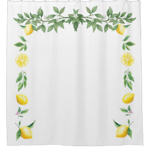 Watercolor Lemon Floral Mediterranean Italian Shower Curtain