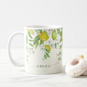 Watercolor Lemon Floral Savor Mug