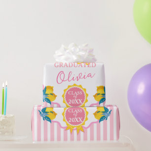 Watercolor Lemon Freshly Graduated Party Class 26 Wrapping Paper