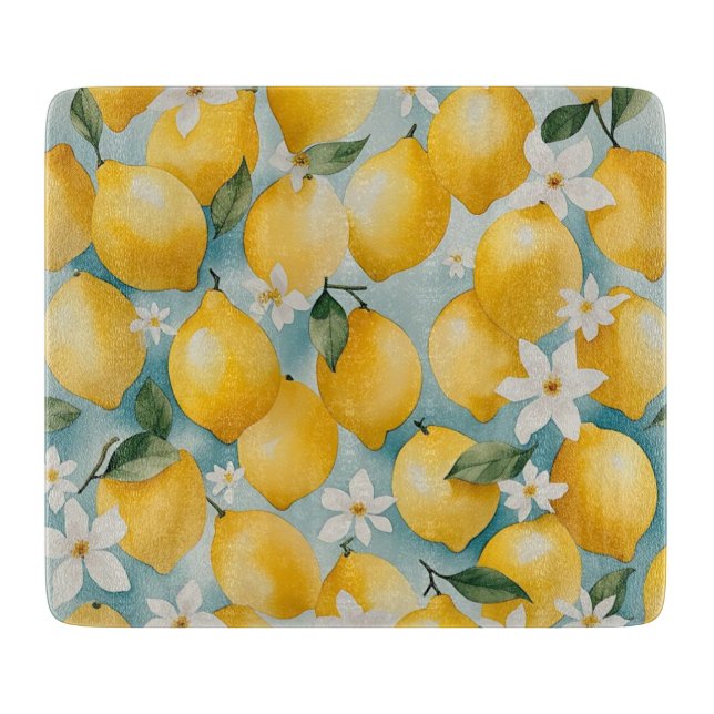 Watercolor Lemon/fruit  Cutting Board (Front)