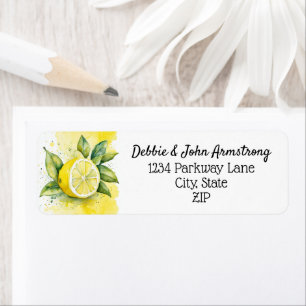 Watercolor Lemon Fruit Modern Return Address Label