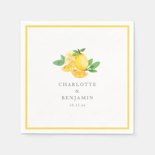Watercolor Lemon Fruit Personalized Wedding Napkin