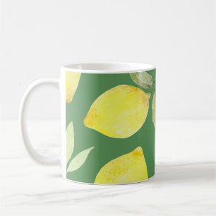 Watercolor lemon, fruit wallpaper pattern. coffee mug