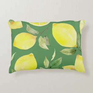 Watercolor lemon, fruit wallpaper pattern. decorative cushion