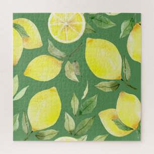 Watercolor lemon, fruit wallpaper pattern. jigsaw puzzle