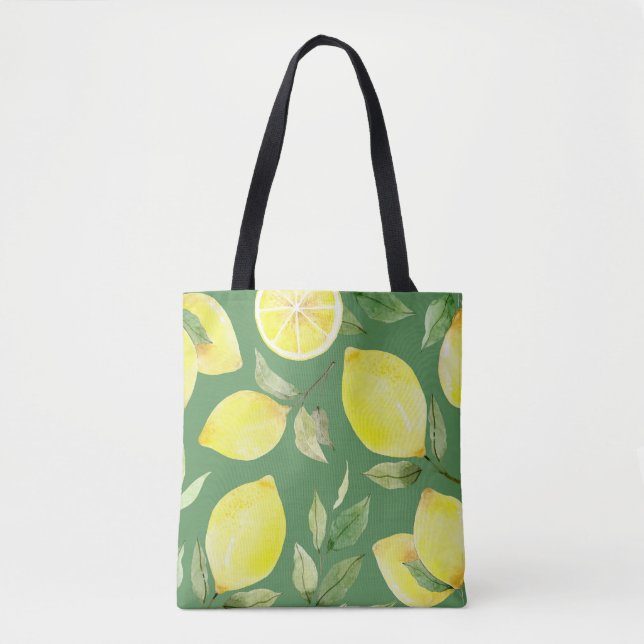 Watercolor lemon, fruit wallpaper pattern. tote bag (Front)