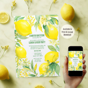 Watercolor Lemon Garden Birthday Party Invitation