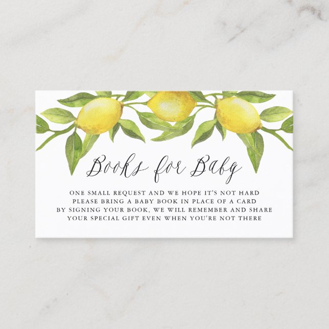 Watercolor Lemon Greenery Book Request Card (Front)