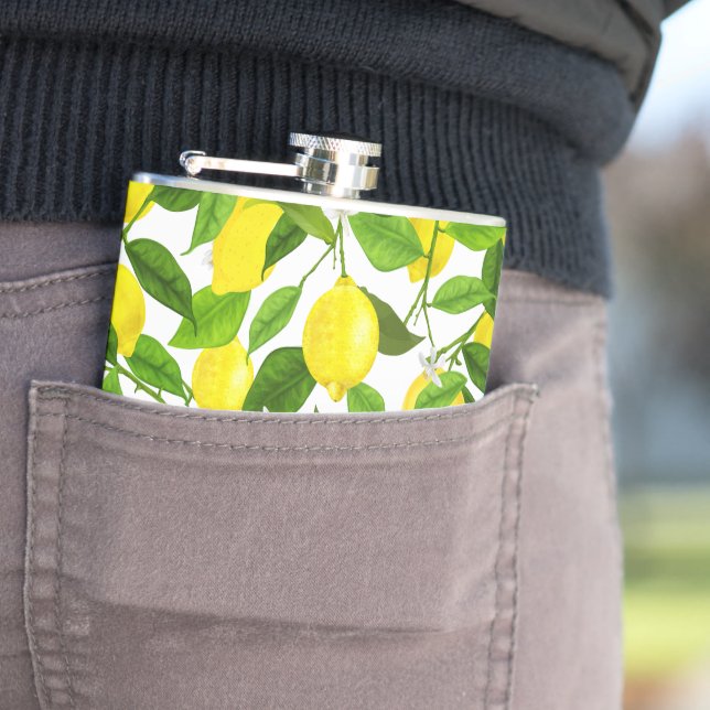 Watercolor Lemon Hip Flask (In Situ)