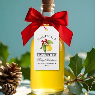 Watercolor Lemon Homemade Limoncello Christmas Gift Tags