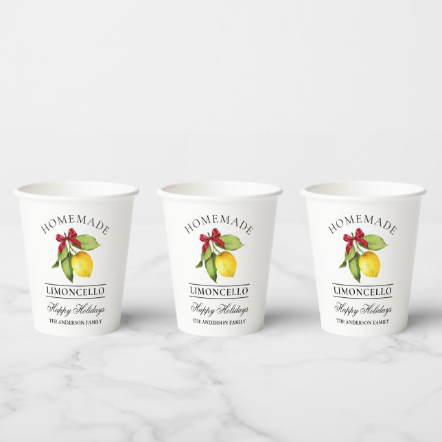 Watercolor Lemon Homemade Limoncello Holiday  Paper Cups (Multi)