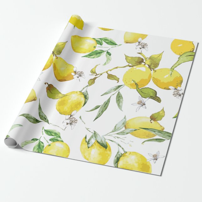 Watercolor lemon III Wrapping Paper (Unrolled)