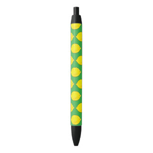 watercolor lemon in green black ink pen