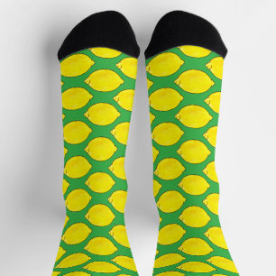 watercolor lemon in green socks