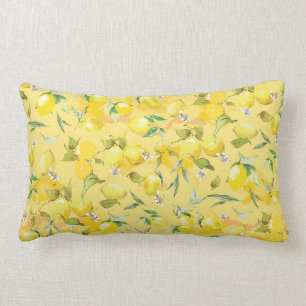 Watercolor lemon IV Lumbar Cushion