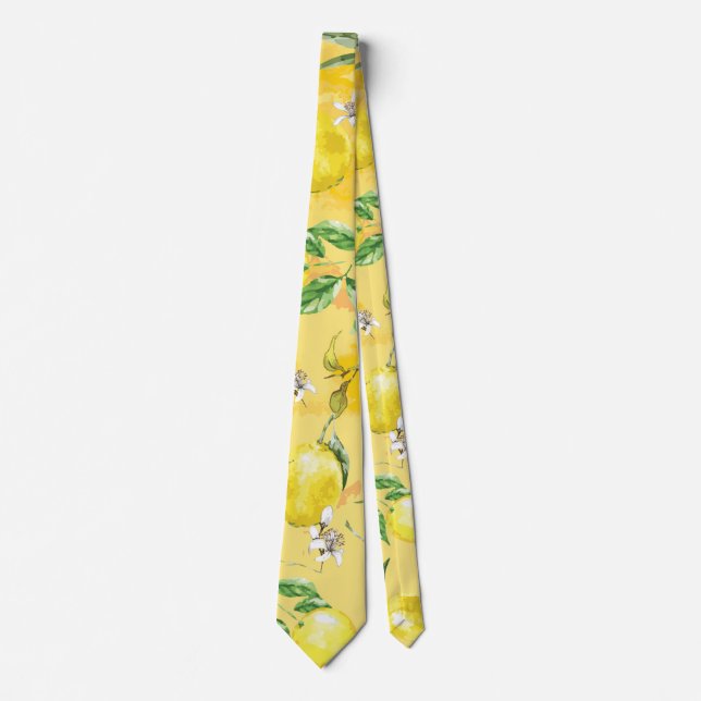 Watercolor lemon IV Tie (Front)