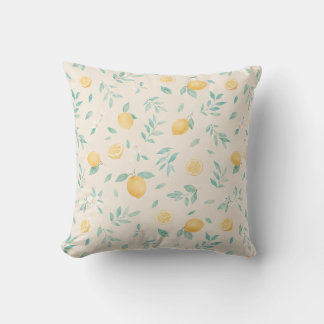 Watercolor Lemon Kitchen Dining Room Illustration Cushion