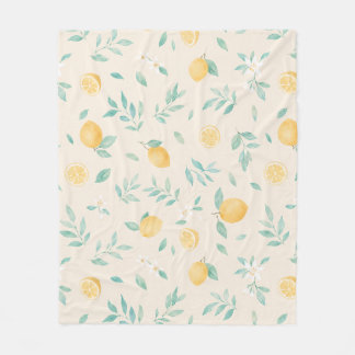 Watercolor Lemon Kitchen Dining Room Illustration Fleece Blanket