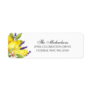 Watercolor Lemon Lavender Boho Return Address Label