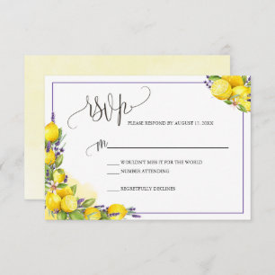 Watercolor Lemon Lavender Boho RSVP Enclosure Card