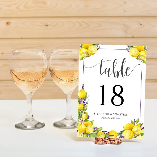 Watercolor Lemon Lavender Boho Table Number (Watercolor Lemon Lavender Boho Table Number)