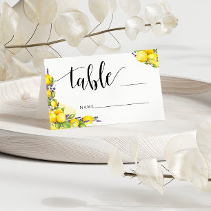 Watercolor Lemon Lavender Boho Table Number Advice Place Card
