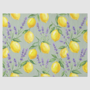 Watercolor Lemon & Lavender Sage Pattern Tissue Paper
