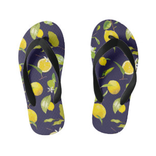 Watercolor Lemon & Leaves 10 Kid's Thongs