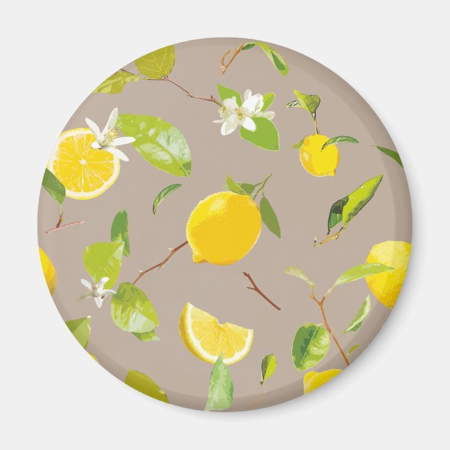 Watercolor Lemon & Leaves 11 Magnet (Front)