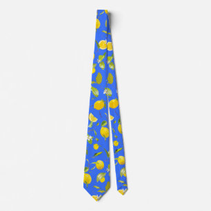 Watercolor Lemon & Leaves 13 Tie
